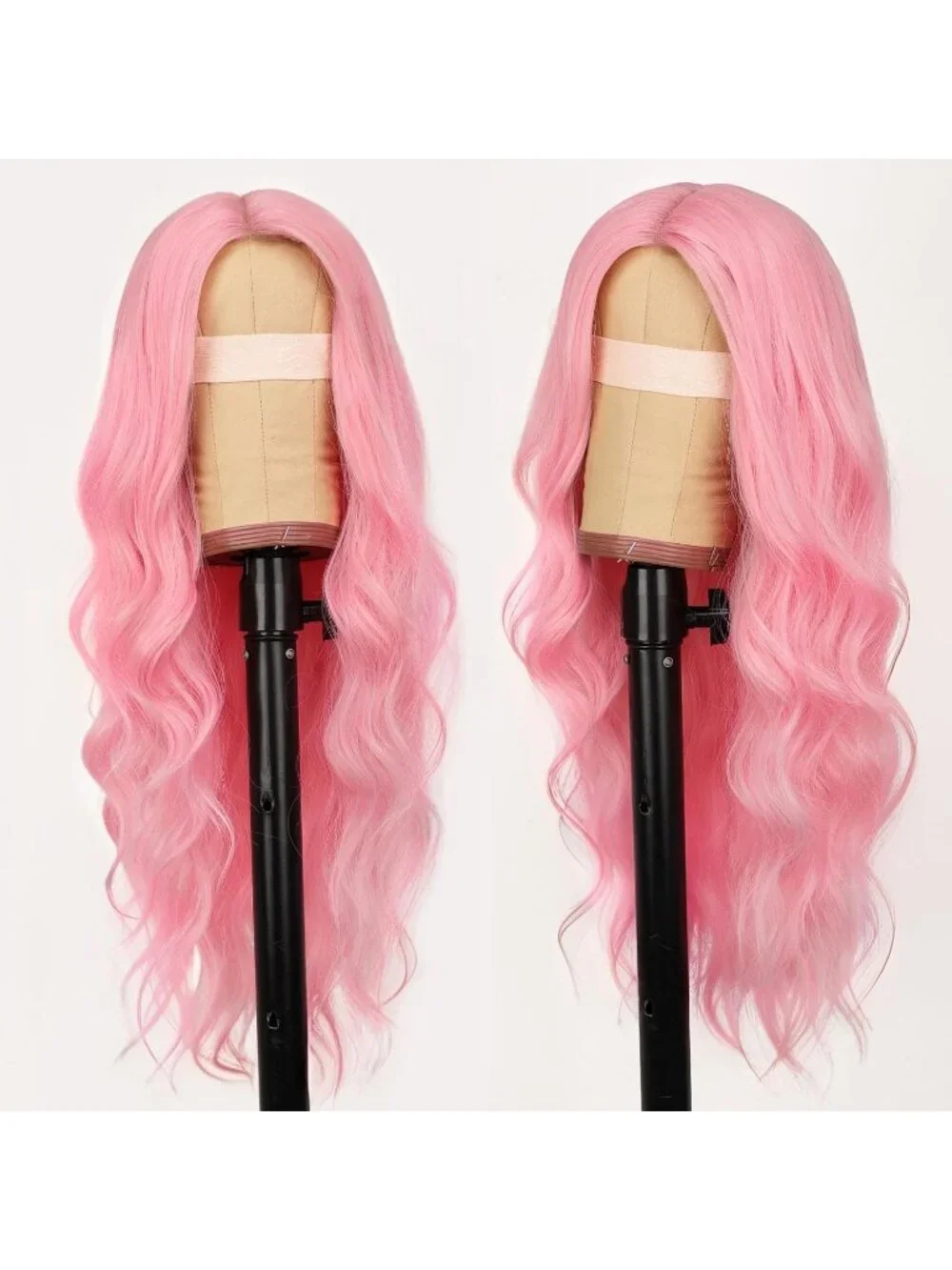 Women's Pink Lace Hairline 26 Inch Synthetic Heat Resistant Wavy Wigs